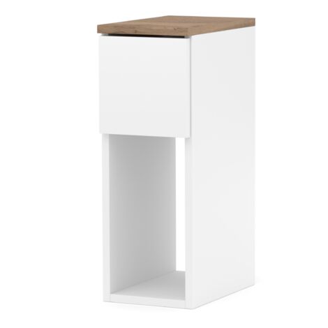 Table de chevet étroite blanche 20 cm – Style scandinave – 1 tiroir sans poignée – Panneau stratifié résistant aux rayures (1/5)