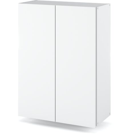 Meuble de rangement suspendu 60 cm – Blanc mat – 2 étagères – Montage facile – Design moderne pour salle de bain