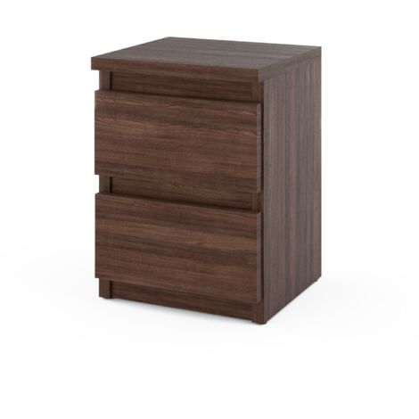 Table de chevet chêne wengé 30 cm – 2 tiroirs – Construction en panneau stratifié – Design moderne et élégant (1/5)