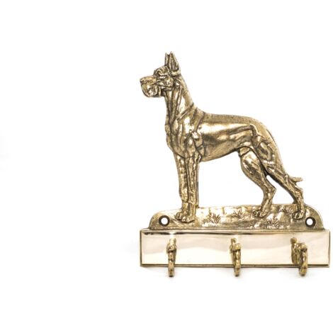 Dogue Allemand I - Porte-clés avec chien, support en laiton pour accessoires pour chien, décoration élégante pour le couloir par Art-Dog (1/5)