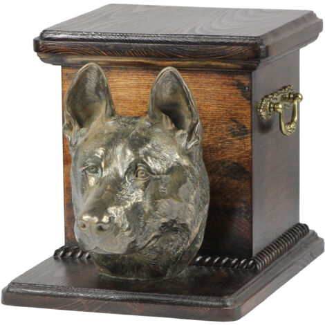 relaxdays Statue de Berger Allemand, Grandeur Nature, résistant aux intempéries, déco Chien, 85x39x55 cm, résine, Marron