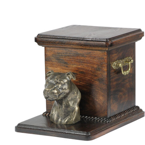 American Staffordshire Terrier, Amstaff, Amstaf II - une urne funéraire pour chien avec une statuette, une urne élégante pour un chien, une urne unique avec un buste de chien par Art-Dog (1/5)
