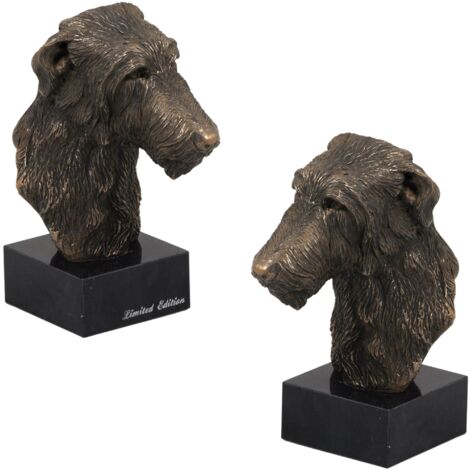 Lévrier écossais, Deerhound - statuette de chien, buste sur socle en pierre, sculpture, trophée pour l'exposition canine de la marque Art-Dog (1/5)