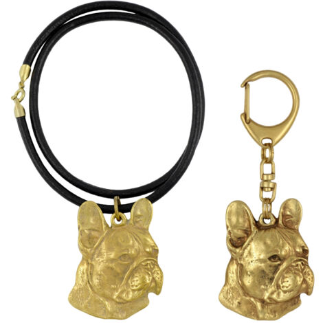Porte-clés Bouledogue Français Mignon - Anneau Métal + Mousqueton - Cadeau Original Homme Femme