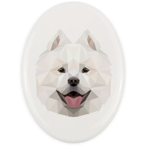 Samoyède, Samoyède, Samoyedskaya - une plaque avec une photo et une inscription géométrique par Art-Dog (1/4)