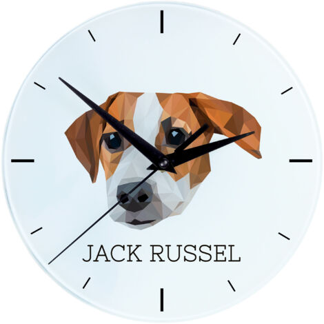 Jack Russell Terrier - horloge murale géométrique avec photo et inscription par Art-Dog (1/4)