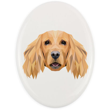 Cocker Spaniel anglais - une plaque avec une photo et une inscription géométrique par Art-Dog (1/4)
