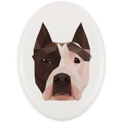 American Staffordshire Terrier, Amstaff, Amstaf - une plaque avec une photo et une inscription géométrique par Art-Dog (1/4)