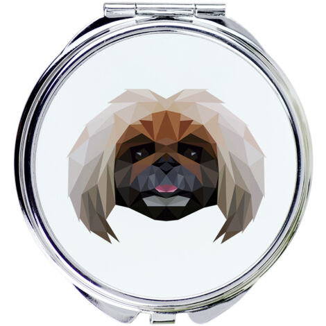Pékinois - Miroir avec photo et inscription géométrique par Art-Dog (1/3)