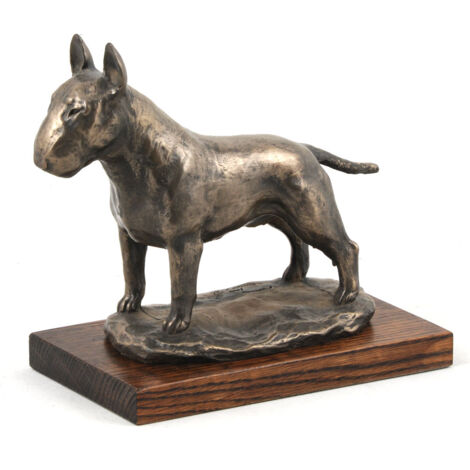 Statue Bull Terrier Art Dog - Résine/Bronze Sur Bois - Édition Limitée - France