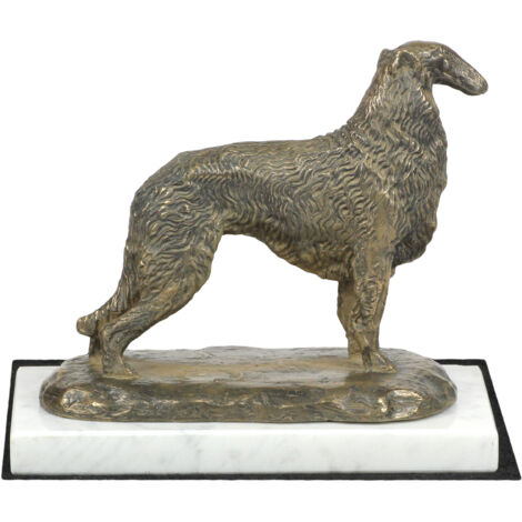Barzoï russe, Barzoï, Barzoï IV - statuette de chien, figurine en marbre blanc, trophée pour une exposition canine par Art-Dog (1/5)
