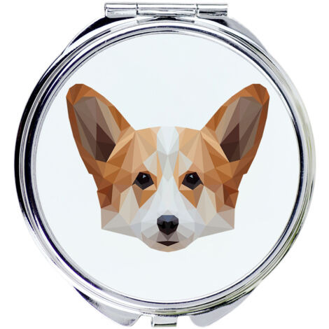 Pembroke Welsh Corgi - Miroir avec photo et inscription géométrique par Art-Dog (1/3)