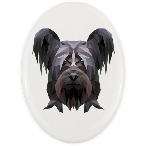 Skye Terrier - une plaque avec une photo et une inscription géométrique par Art-Dog (1/4)