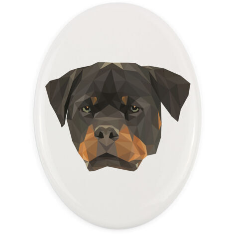 Rottweiler - une plaque avec une photo et une inscription géométrique par Art-Dog