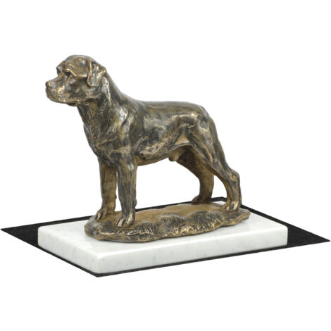 Statue Animalière Chien Sur Socle En Marbre, Sculpture Originale XXème