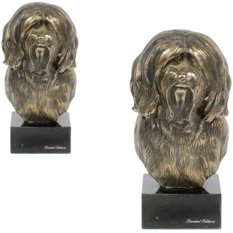 Terrier tibétain - statuette de chien, buste sur socle en pierre, sculpture, trophée pour l'exposition canine de la marque Art-Dog (1/5)