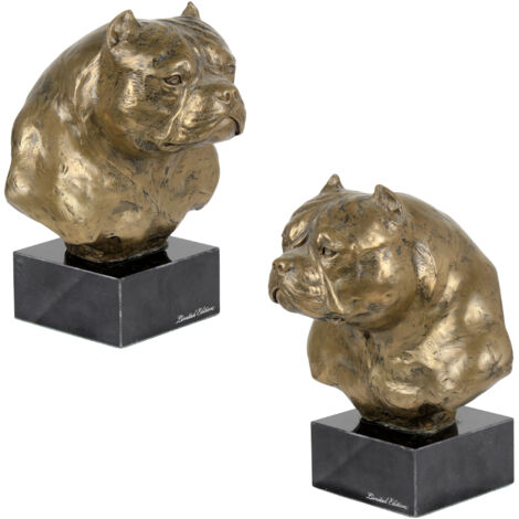 American Bully - statuette de chien, buste sur socle en pierre, sculpture, trophée pour une exposition canine par Art-Dog (1/5)