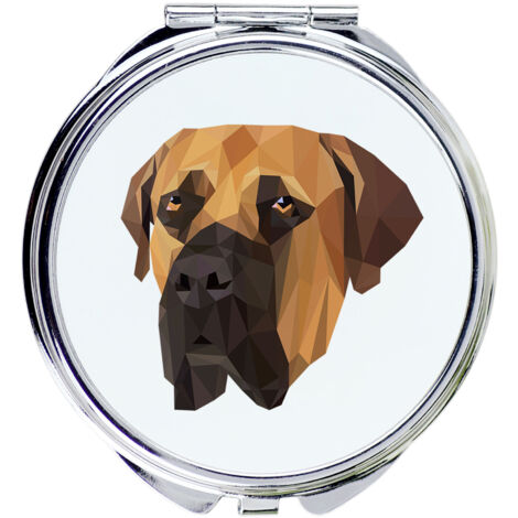 Boerboel, Mastiff d'Afrique du Sud - Miroir avec photo et inscription géométrique par Art-Dog (1/3)