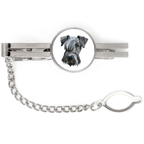 Terrier tchèque, Terrier de Cesky - pince à cravate géométrique avec photo et inscription Art-Dog (1/4)