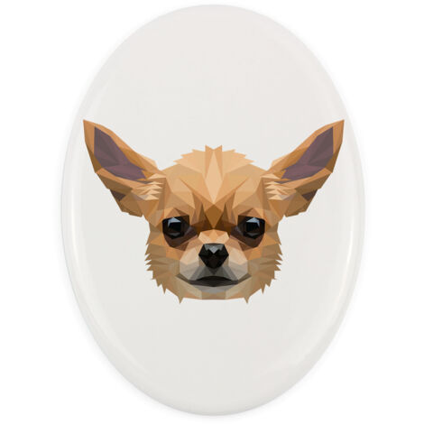 Chihuahua à poil court - plaque avec photo et inscription géométrique par Art-Dog (1/4)