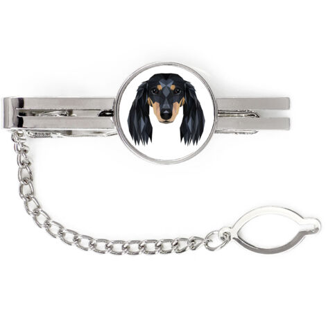 Pince à Cravate Vintage Animal Chien Teckel - Doré Et Argenté - Occasion Comme Neuve