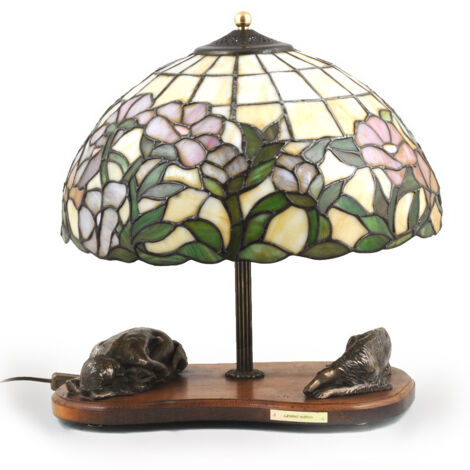 Barzoï russe, Lévrier, Barzoï - Lampe avec abat-jour en verre teinté, lampe de table avec statuette de chien, décoration d'intérieur rétro par Art-Dog (1/2)