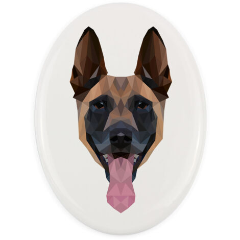Berger Belge Malinois - un panneau avec une photo et une inscription géométrique par Art-Dog (1/4)