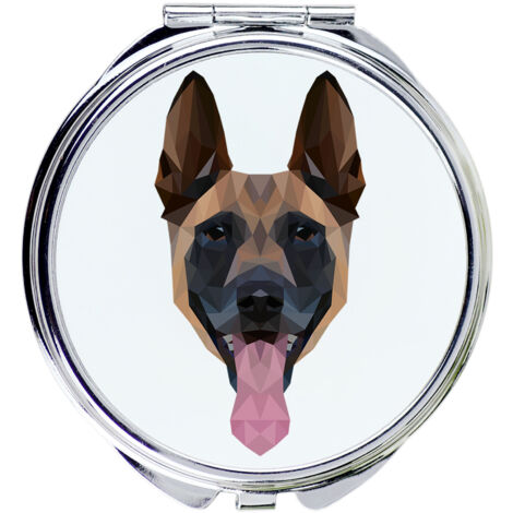 Berger Belge Malinois - Miroir avec photo et inscription géométrique par Art-Dog (1/3)