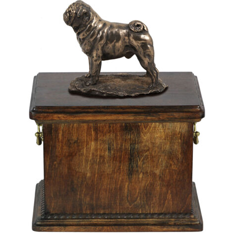 Pug, Mops, Carlin – une urne funéraire pour chien, une urne avec une statuette, une urne élégante de style classique signée Art-Dog (1/5)