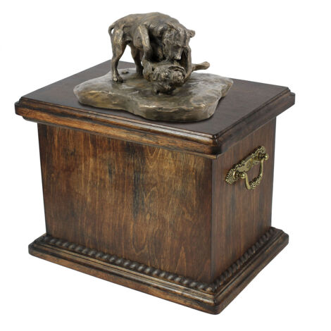 Combat de Pitbulls - une urne funéraire pour chien, ornée d'une statuette, une urne élégante de style classique signée Art-Dog (1/5)