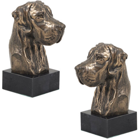 Dogue Allemand II - statuette de chien, buste sur socle en pierre, sculpture, trophée pour exposition canine par Art-Dog (1/5)