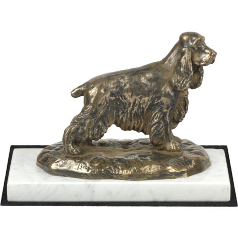 Statue De Chien Cocker Spaniel Anglais Sur Socle Bois, Art Dog, édition Limitée (neuve)