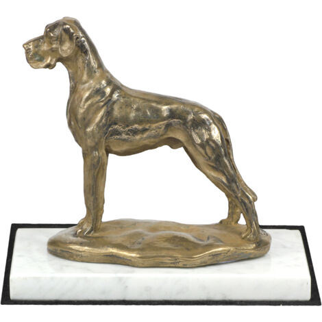 Jolie statue de chien en régule sur marbre - Antiquités