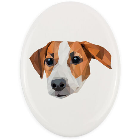 Jack Russell Terrier - une plaque avec une photo et une inscription géométrique par Art-Dog (1/4)