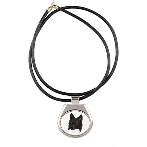 Berger Belge, Bouvier Belge - Collier avec photo et inscription géométrique par Art-Dog (1/3)