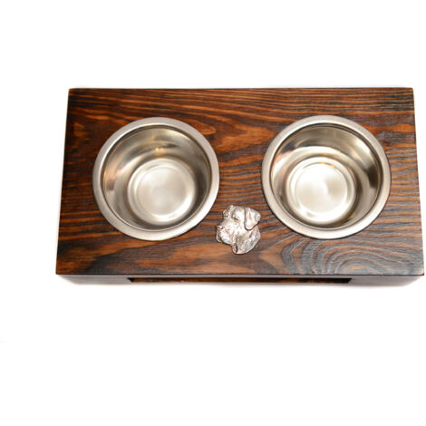 Dogue Allemand II - Support en bois avec gamelles pour chien, gamelles en acier, cadeau pour adopter un chien d'Art-Dog