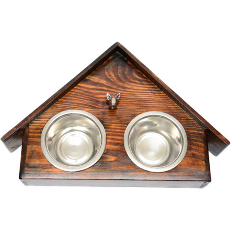 Bull Terrier, Bull Terrier I - Support en bois avec gamelles pour chien, gamelles décoratives pour chien, cadeau pour adopter un chien par Art-Dog (1/5)