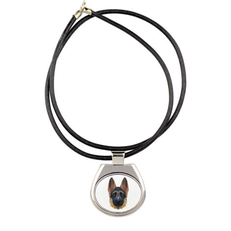 Berger allemand, alsacien I - Collier avec photo et inscription géométrique par Art-Dog (1/3)