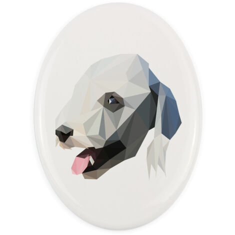 Bedlington Terrier, Rothbury Terrier - une plaque avec une photo et une inscription géométrique par Art-Dog (1/4)