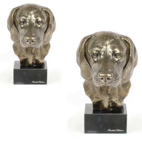 Statue Animalière Chien Sur Socle En Marbre, Sculpture Originale XXème