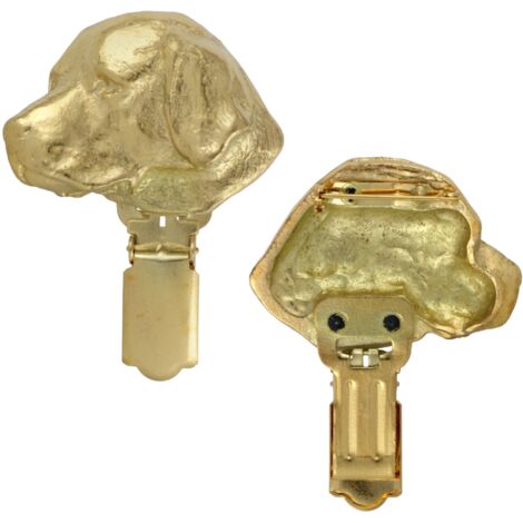 Labrador Retriever - broche avec clip, porte-numéro de départ plaqué or, badge élégant pour une exposition canine par Art-Dog