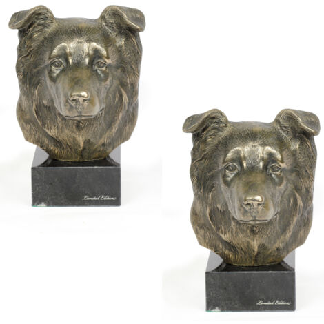 Border Collie - statuette de chien, buste sur socle en pierre, sculpture, trophée pour une exposition canine par Art-Dog (1/5)