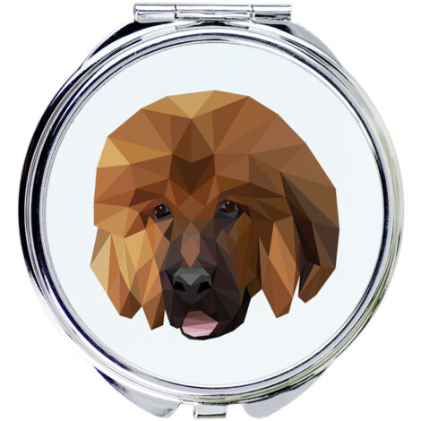 Dogue du Tibet, Chien tibétain - Miroir avec photo et inscription géométrique par Art-Dog (1/3)