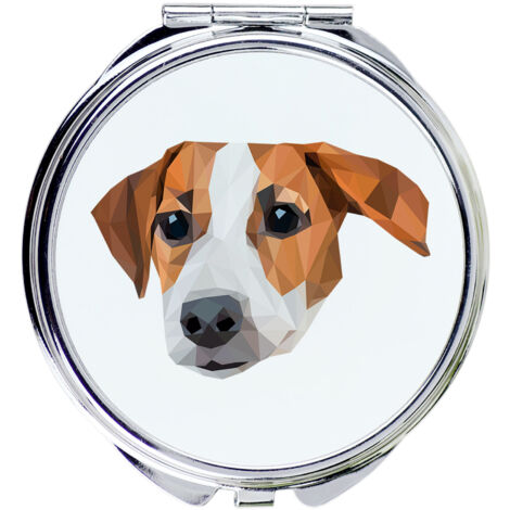 Jack Russell Terrier - Miroir avec photo et inscription géométrique par Art-Dog (1/3)