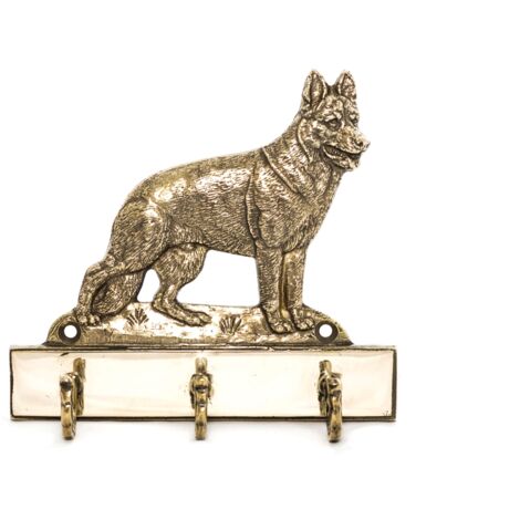 Berger allemand, alsacien - Porte-clés avec chien, support en laiton pour accessoires pour chien, décoration de couloir élégante par Art-Dog (1/5)