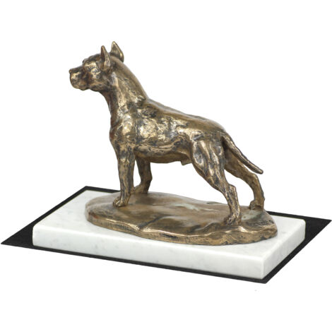 American Staffordshire Terrier, Amstaff, Amstaf - statuette de chien, figurine sur marbre blanc, trophée pour une exposition canine par Art-Dog (1/5)