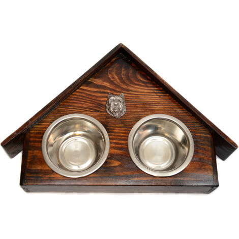 Cairn Terrier II - Support en bois avec gamelles pour chien, gamelles décoratives pour chien, cadeau pour adopter un chien par Art-Dog (1/5)