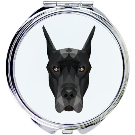 Dogue Allemand - Miroir avec photo et inscription géométrique par Art-Dog (1/3)