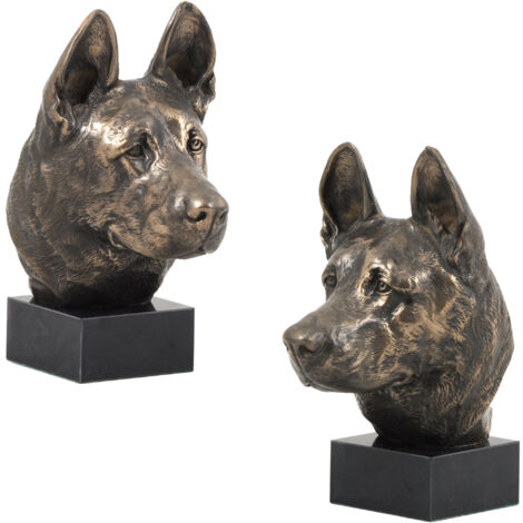Berger Allemand, Alsacien - statuette de chien, buste sur socle en pierre, sculpture, trophée pour l'exposition canine de la marque Art-Dog (1/5)