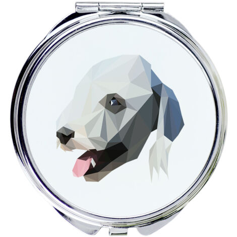 Bedlington Terrier, Rothbury Terrier - Miroir avec photo et inscription géométrique par Art-Dog (1/3)